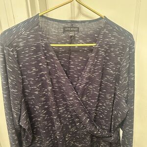 Lane Bryant Navy Patterned Wrap Blouse 22/24